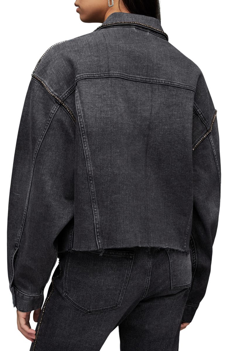 AllSaints Piper Diamante Embellished Denim Jacket, Alternate, color,