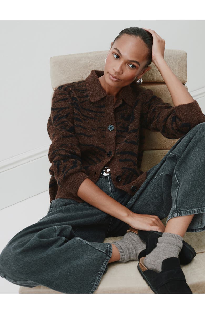 Hush Wool Blend Jacquard Shirt Jacket, Alternate, color, Dark Brown