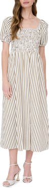 AUGUST SKY Smocked Midi Dress