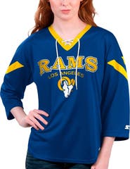 STARTER Women's Starter Royal Los Angeles Rams Rally Lace-Up 3/4 Sleeve T-Shirt