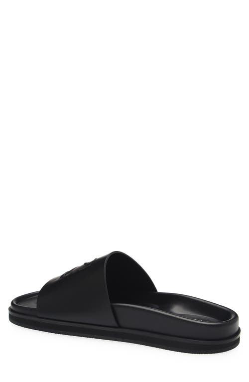 Off-white Arrows-embroidered Leather Slippers In Black