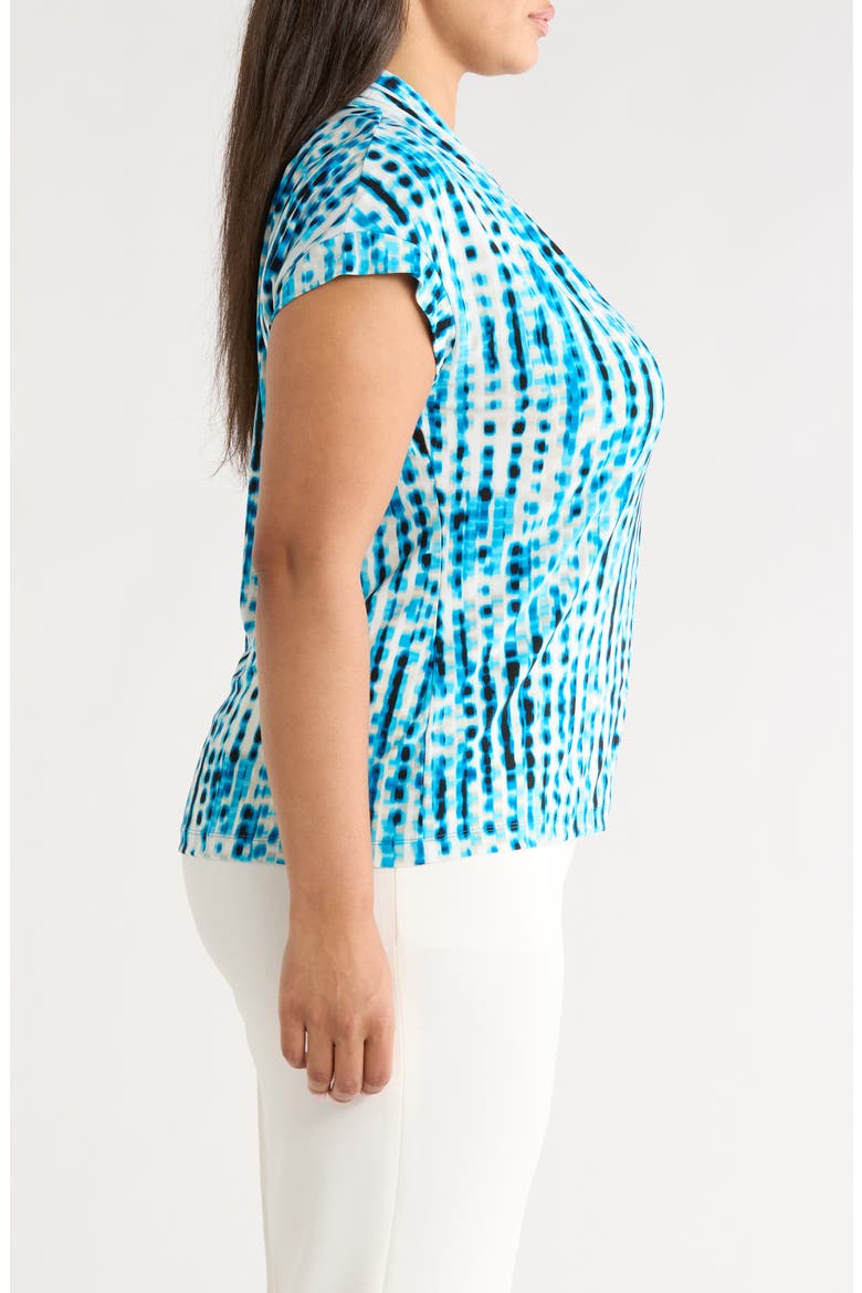 Blurred Line Print Stretch Crepe Top, Alternate, color, BRIGHT AZUL MULTI
