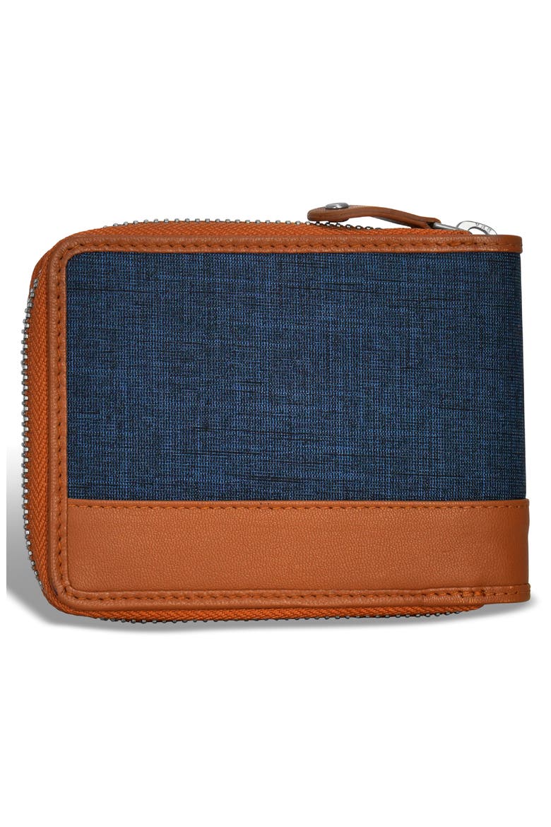Zip Around Bifold Wallet, Alternate, color, TAN/ BLUE