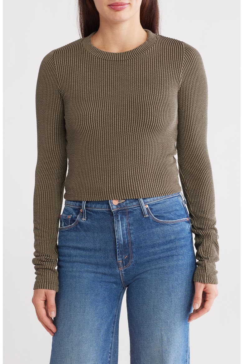 Long Sleeve Ribbed Crop Top, Main, color, OLIVE