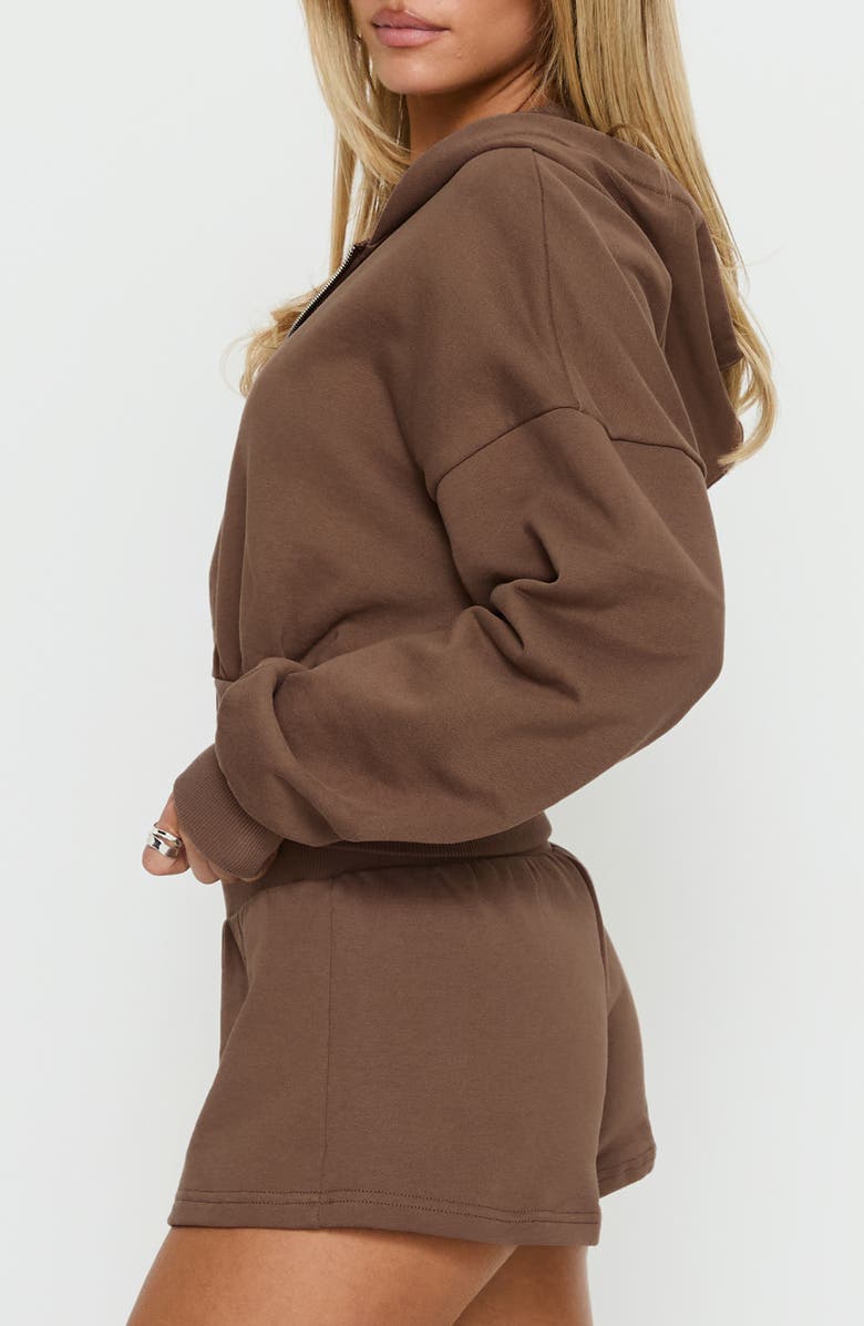 Princess Polly Daytime Blouson Crop Hoodie, Alternate, color, Cocoa
