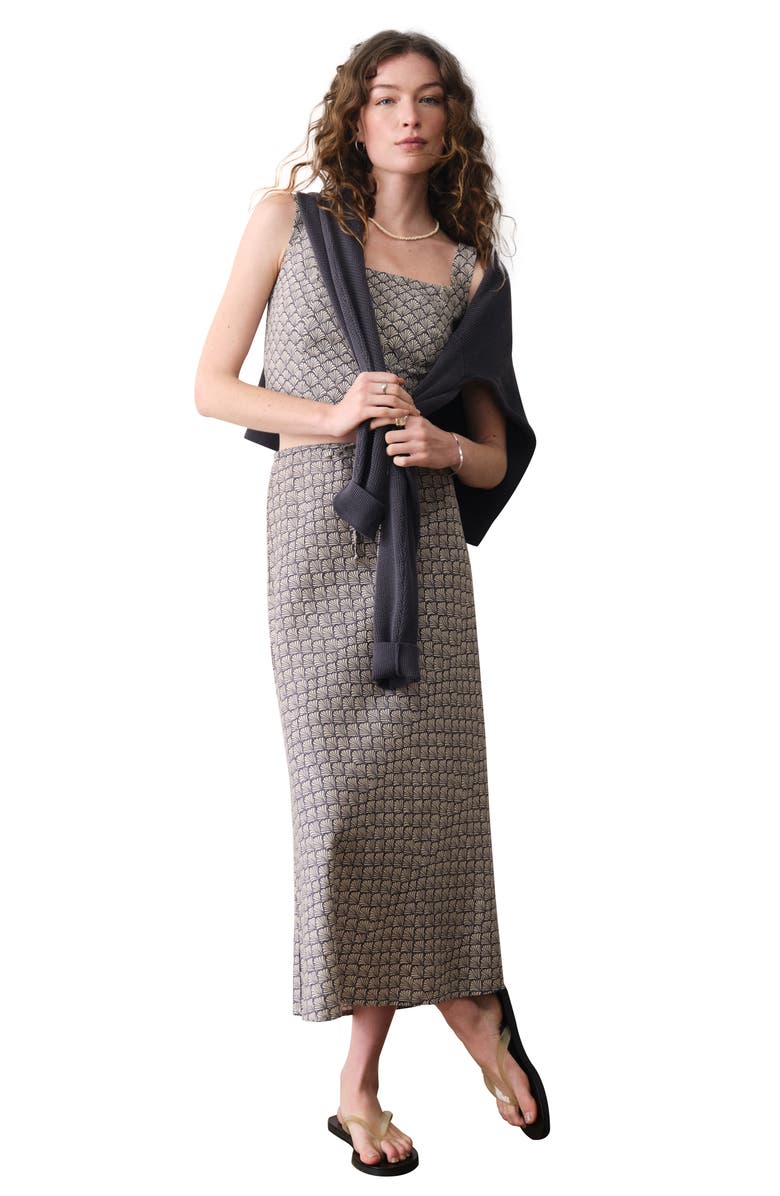 Marine Layer Avery Hemp Blend Midi Skirt, Alternate, color, Navy Seashell