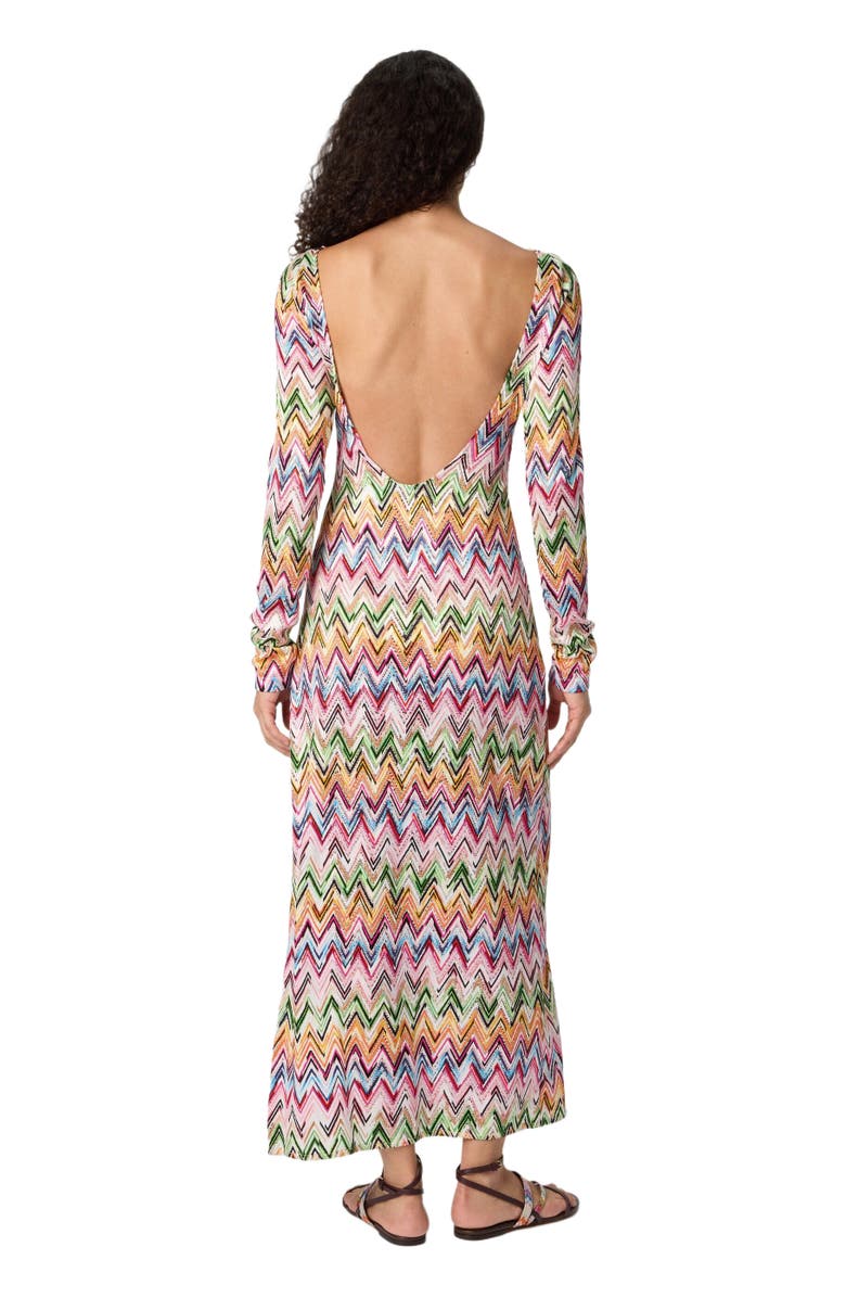 Missoni Long-sleeved Dress In Stretch Viscose With Lace And Zigzag Motif, Alternate, color, Multicoloured