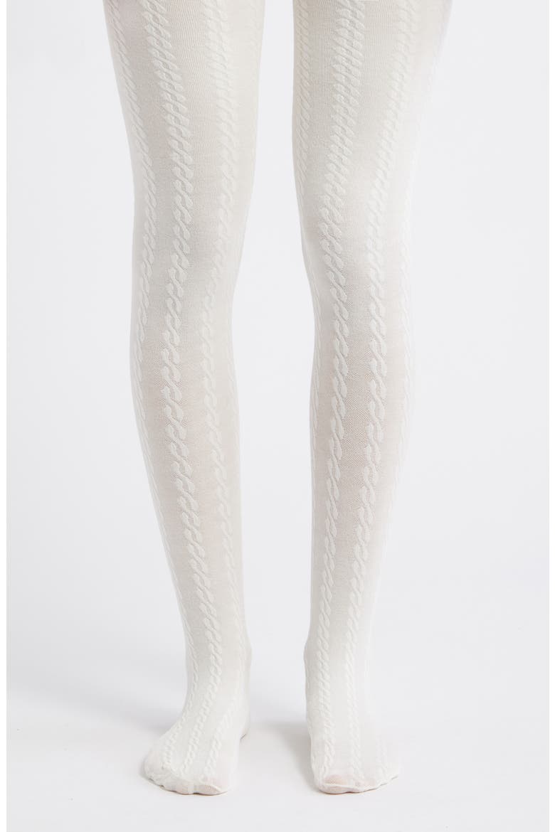 Cable Sweater Tights, Main, color, IVORY