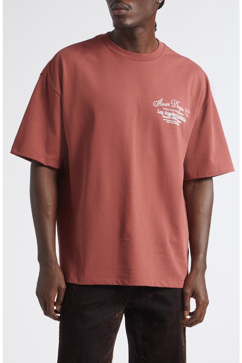 Oversize Dreamers Embroidered T-Shirt, Main, color, BRICK