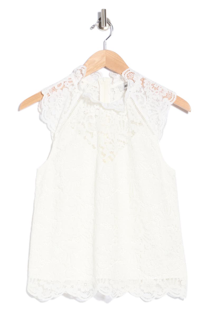 Mock Neck Sleeveless Lace Top, Alternate, color, WHITE