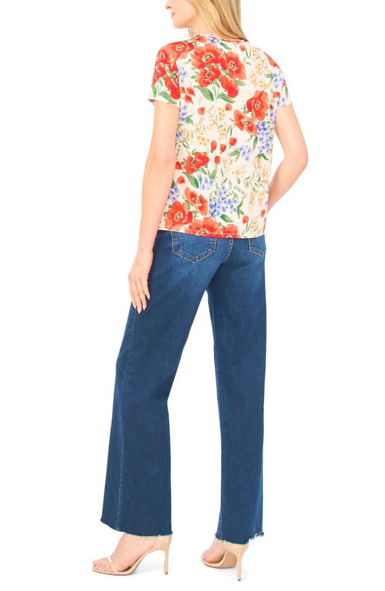 Ted Baker Floral Knit T-Shirt, Alternate, color, Fire Orange