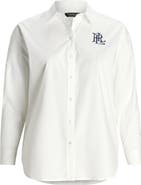 Lauren Ralph Lauren Embroidered Logo Stretch Cotton Button-Up Shirt