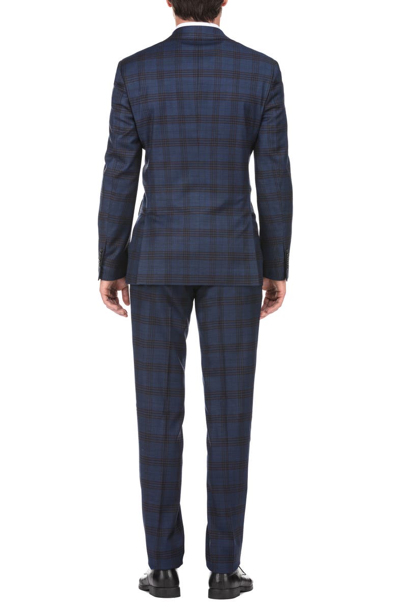 English Laundry Plaid Two Button Notch Lapel Trim Fit Wool Blend Suit, Alternate, color, 