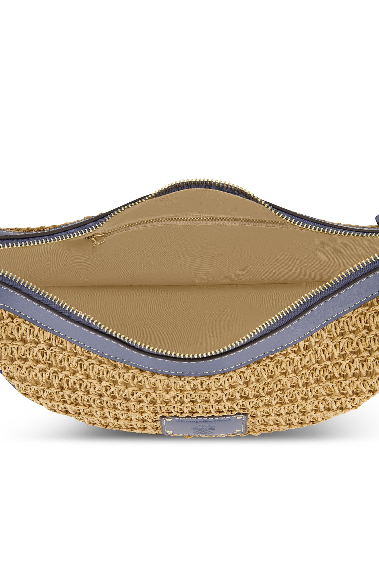 Tommy Bahama Logo Debossed Raffia Shoulder Bag, Alternate, color, Navy