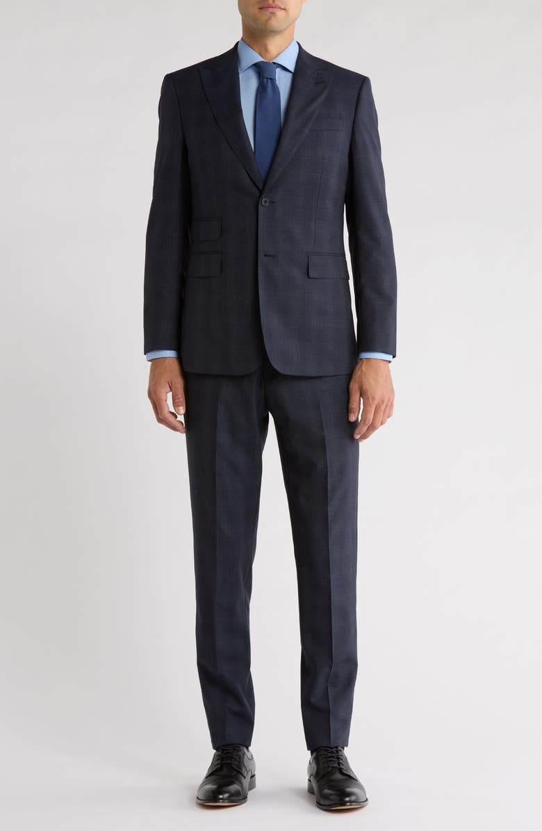 English Laundry Peak Lapel Wool Blend Suit, Main, color, Navy