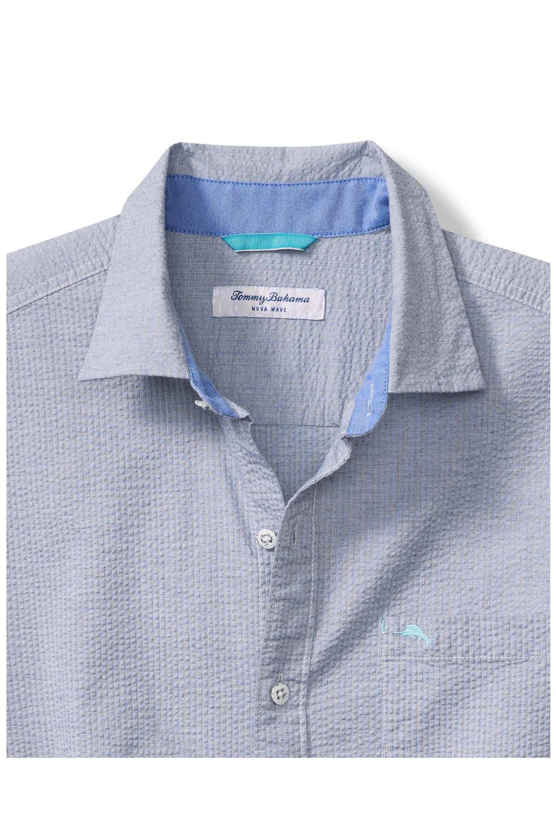 Nova Wave Solid Cotton Stretch Seersucker Button-Up Shirt, Alternate, color, CHAMBRAY BLUE