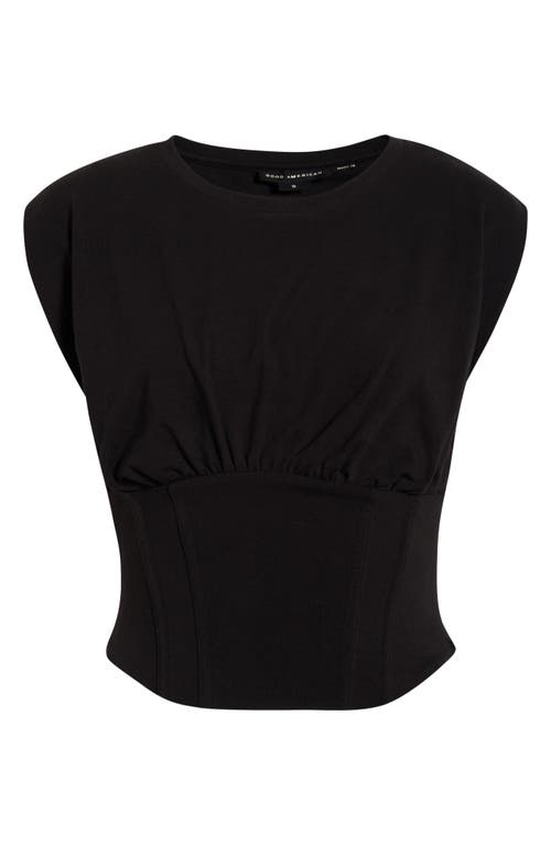 Good American Stretch-cotton Corset Top In Black