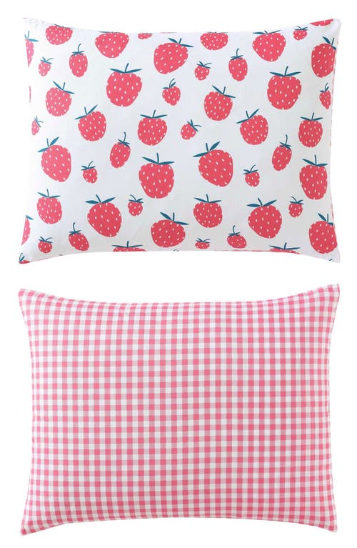 Eddie Bauer Kids' Strawberry Field 3-piece Comforter Set In White/rose Pink/dusty Green