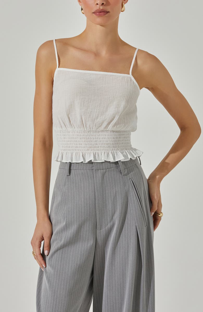 ASTR the Label Crop Button-Up Shirt & Smocked Camisole, Alternate, color, 