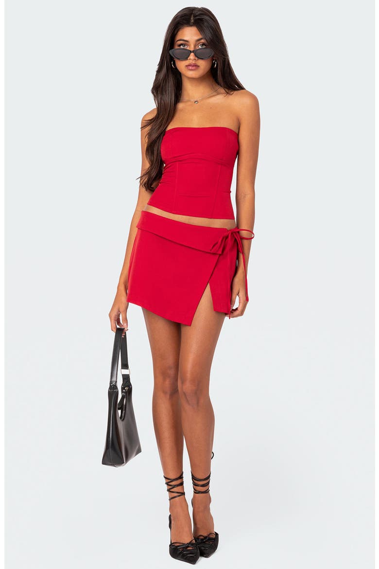 Selena Lace-Up Strapless Corset Top, Alternate, color, RED