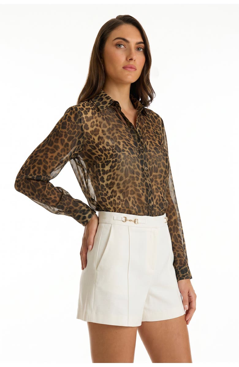 The Noli Shop Ana Button Up Shirt, Alternate, color, Leopard
