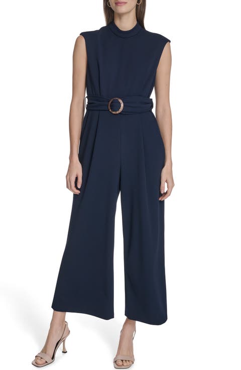 Belted Scuba Crepe Jumpsuit