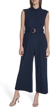 Calvin Klein Belted Scuba Crepe Jumpsuit