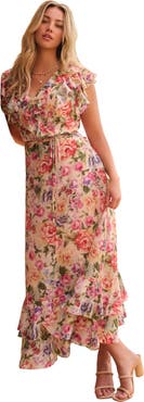 Roaman's Chiffon Wrap Maxi Dress