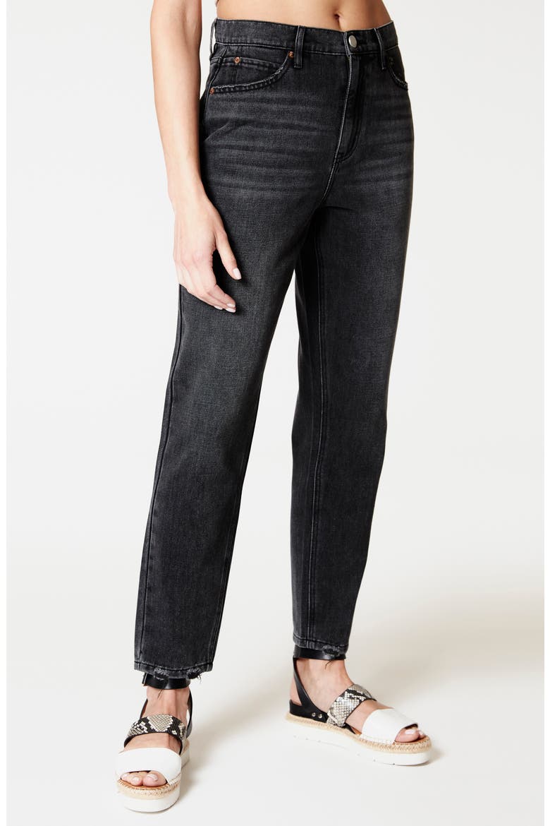 High Waist Tapered Jeans, Alternate, color, BLACK