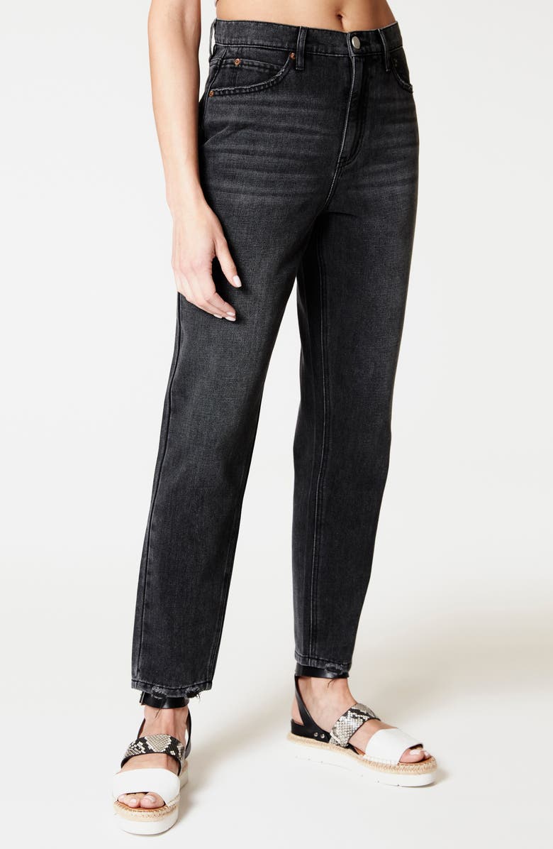 Nicole Miller High Waist Tapered Jeans, Alternate, color, Black