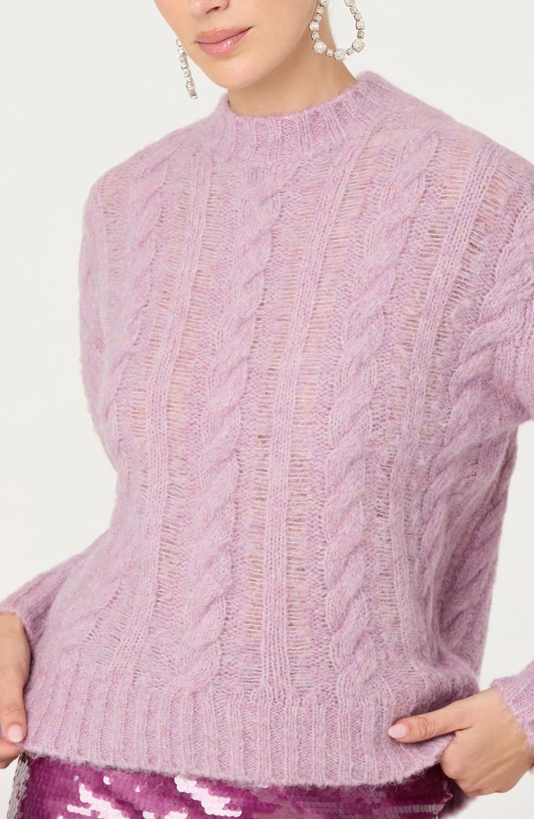 ASTR the Label Violette Cable Stitch Sweater, Alternate, color, Lavender