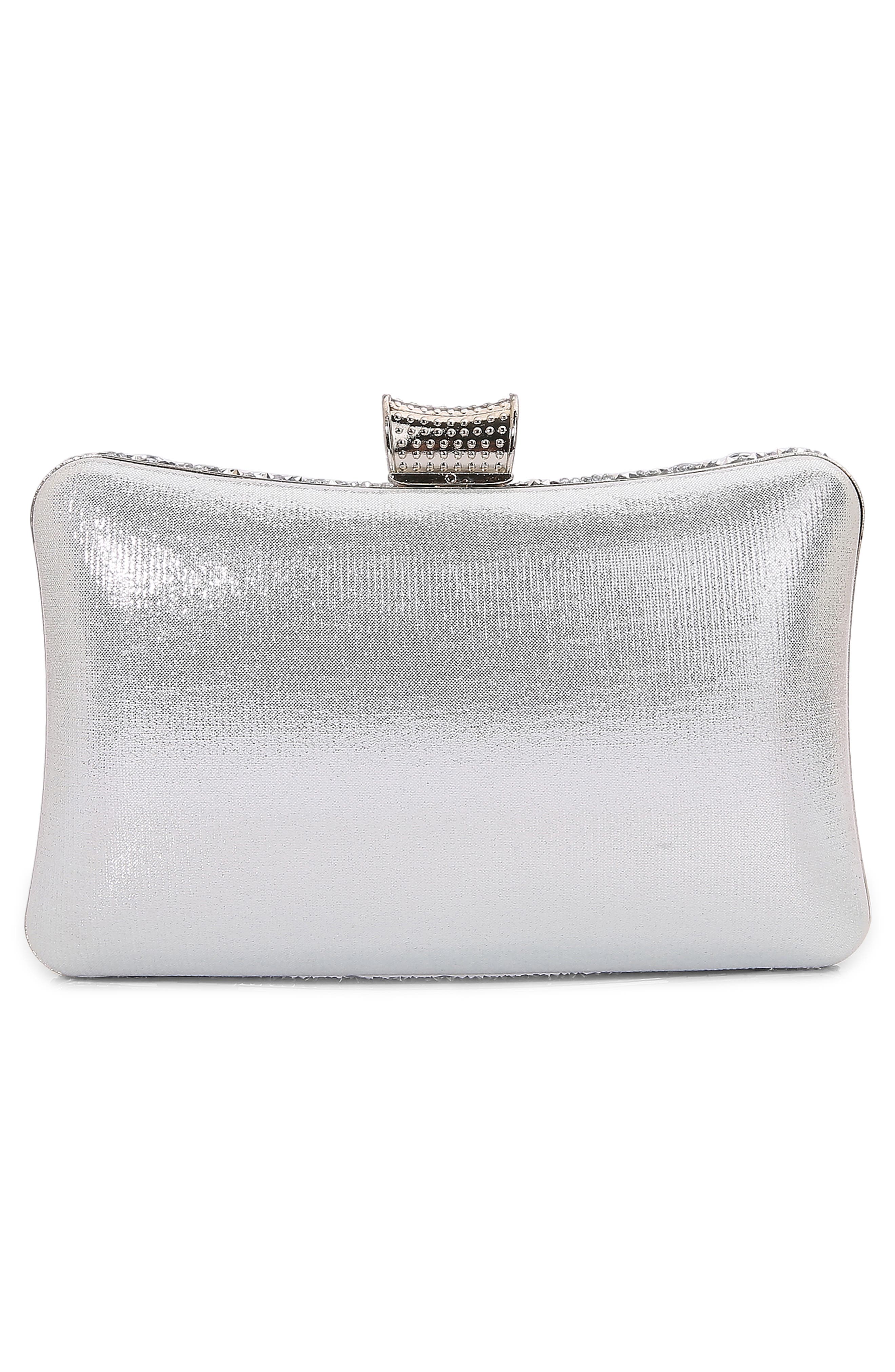 Jewel Rhinestone Clutch, Alternate, color, SILVER