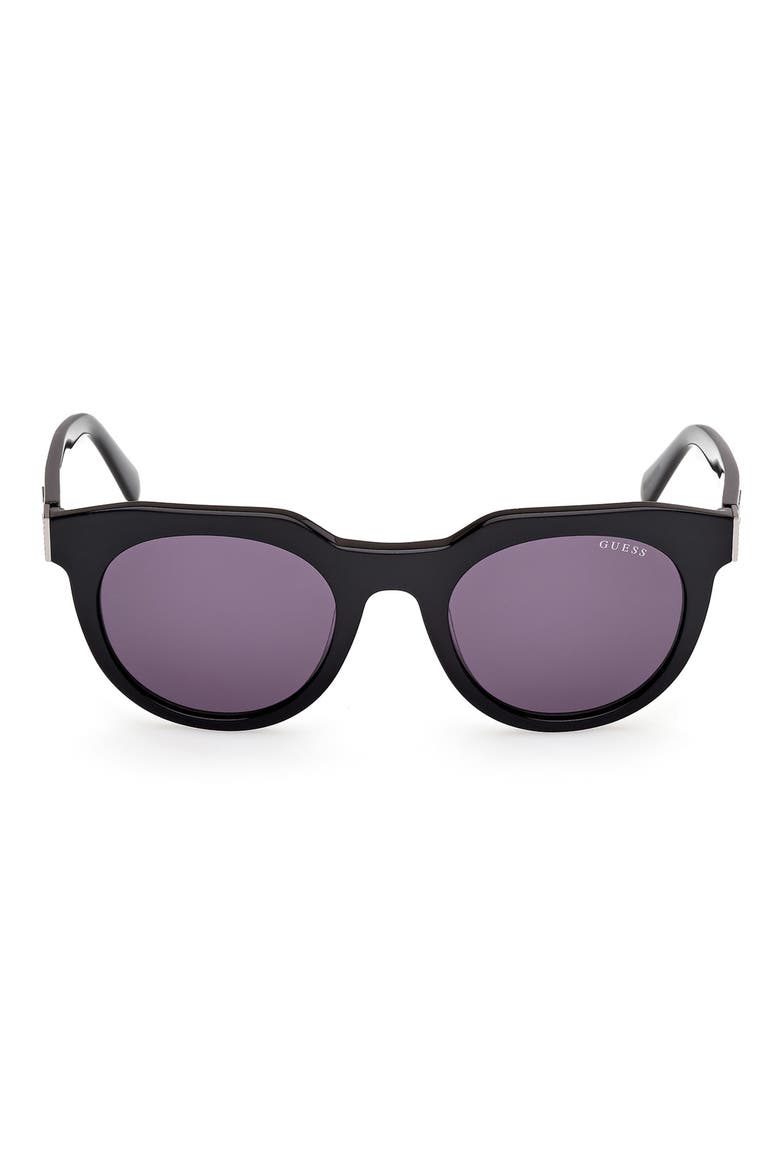 Round Sunglasses, Main, color, SHINY BLACK / SMOKE