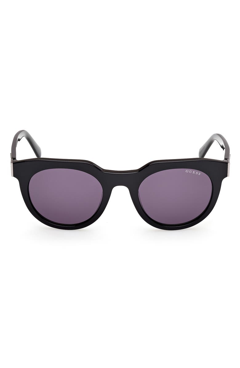 GUESS Round Sunglasses, Main, color, Shiny Black / Smoke