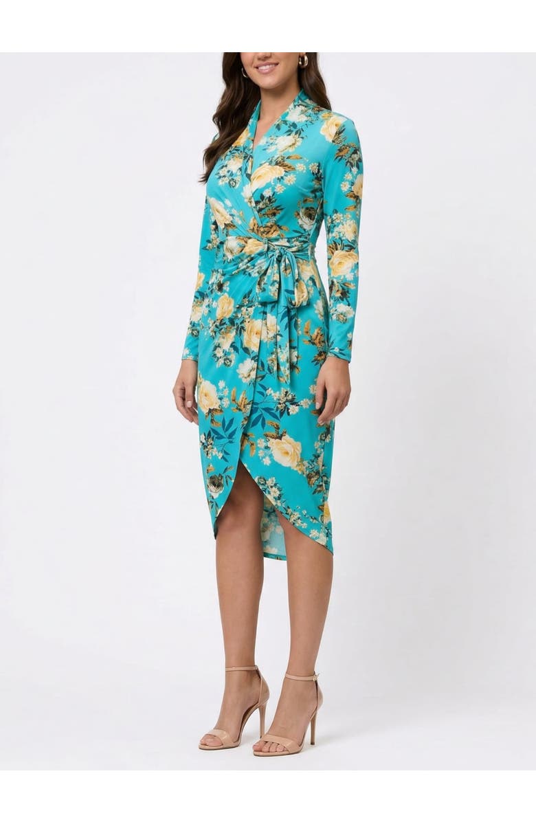 RACHEL Rachel Roy Printed Marlene Wrap Midi Dress, Alternate, color, Green Floral