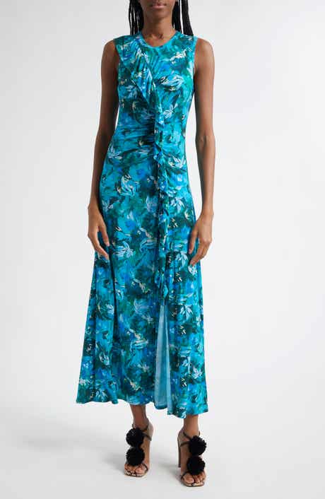 Ulla Johnson Elise Floral Print Ruffle Sleeveless Maxi Dress