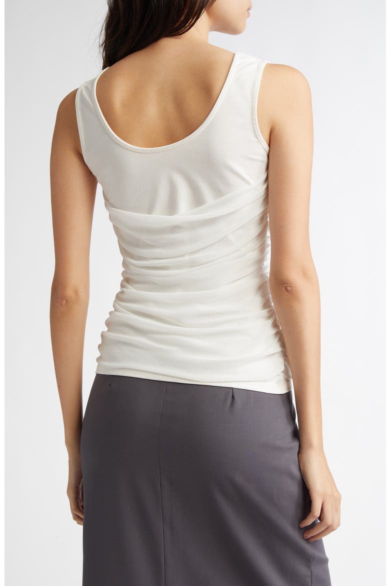 Vichyl Gathered Overlay Tank, Alternate, color, WHITE