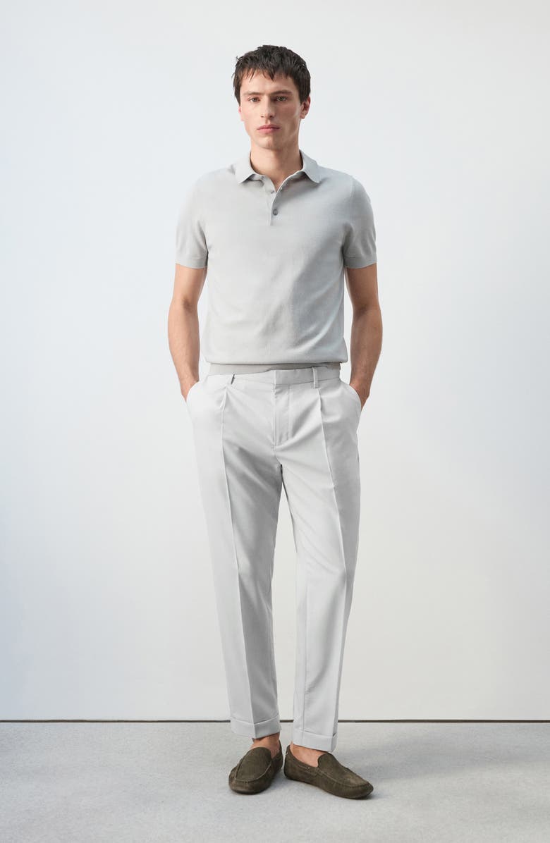 MANGO Pleated Wool Wide Leg Pants, Alternate, color, Light Heather Grey