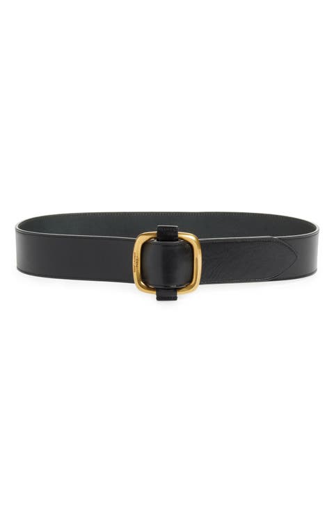 Large Buckle Leather Belt