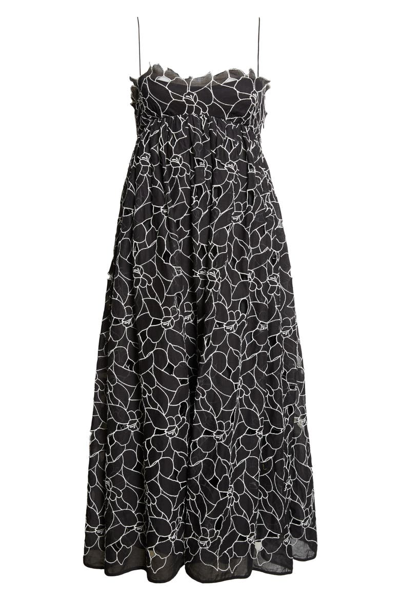Marina Floral Embroidery Cotton Sundress, Alternate, color, NOIR