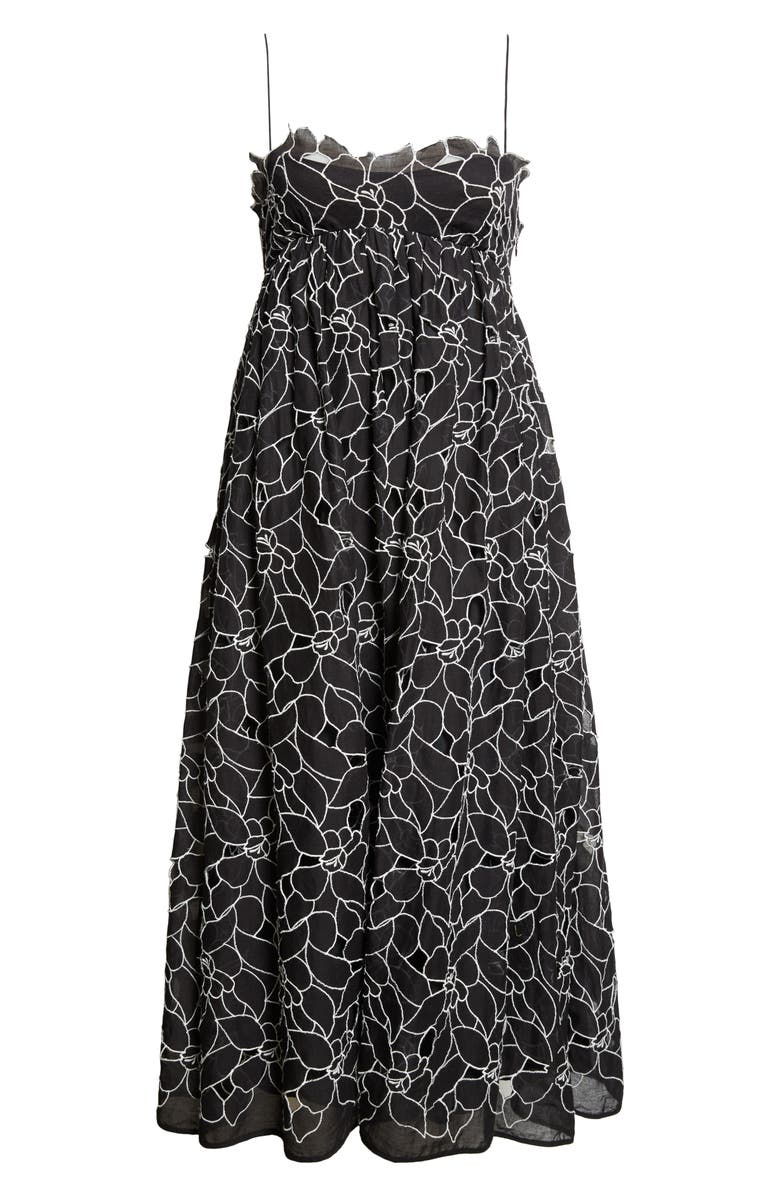 Ulla Johnson Marina Floral Embroidery Cotton Sundress, Alternate, color, Noir