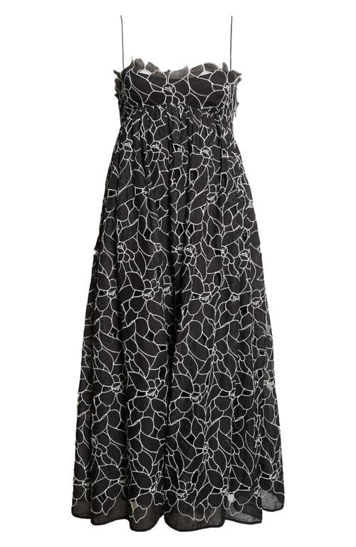 Ulla Johnson Marina Floral Embroidery Cotton Sundress In Black