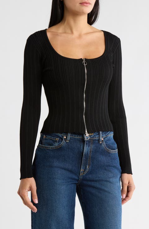 Wina Zip Front Rib Top