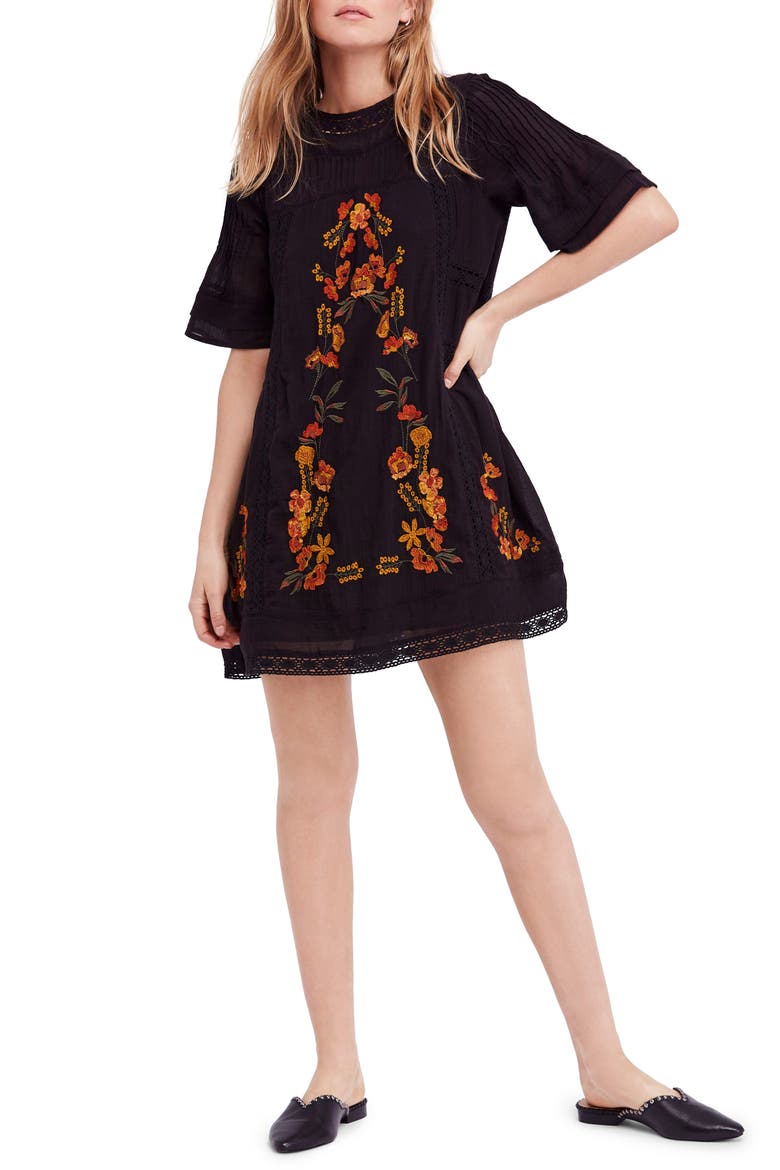 'Perfectly Victorian' Minidress, Main, color, BLACK COMBO