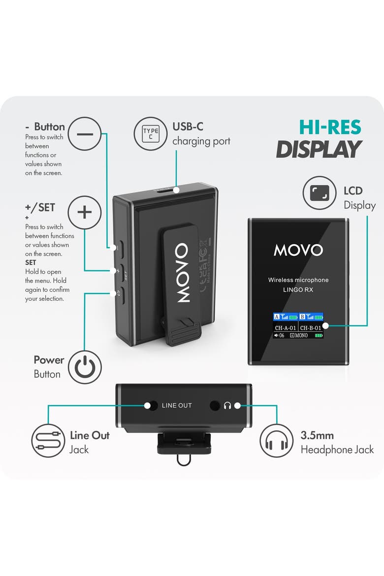 Lingo-Duo Wireless Lavalier Mic System for DSLR Cameras and Smartphones, Alternate, color, Black