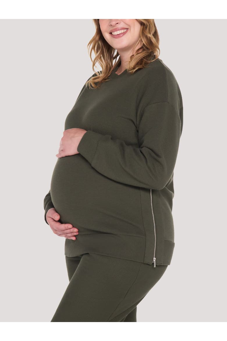 Crew Neck Long Sleeve Side Zip Tunic, Alternate, color, Deep Depths