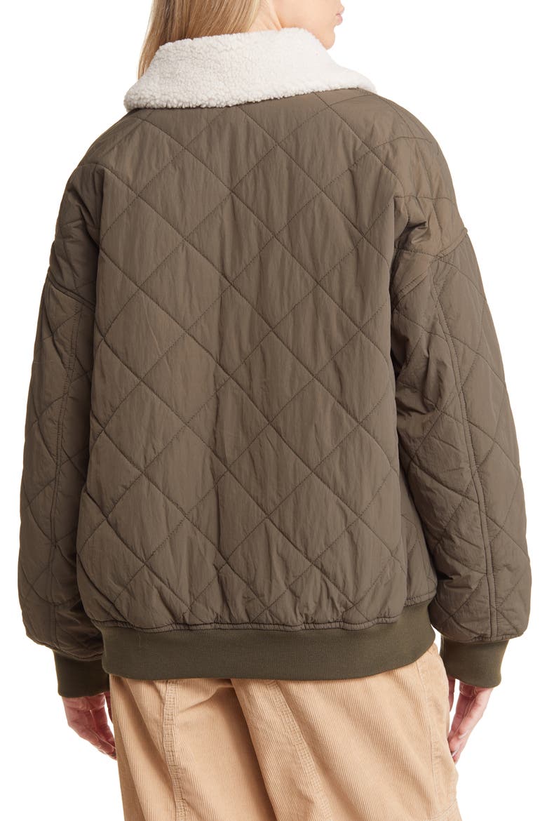 Faux Shearling Collar Dad Jacket, Alternate, color, BURNT OLIVE