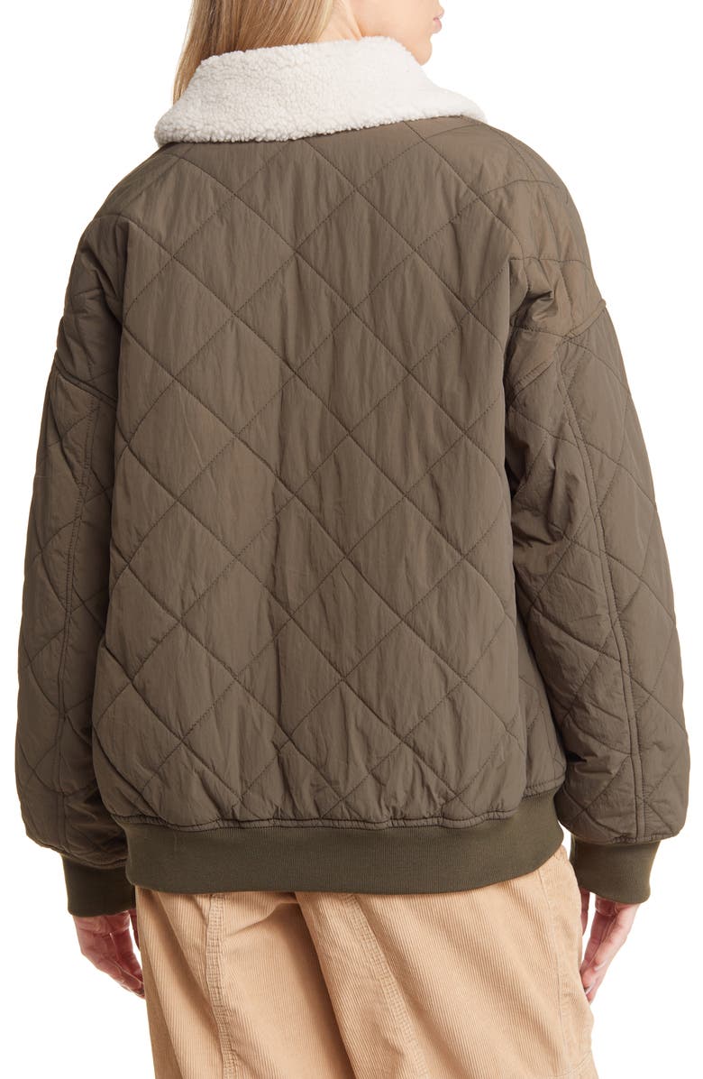 Thread & Supply Faux Shearling Collar Dad Jacket, Alternate, color, Burnt Olive