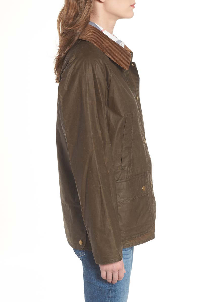 Barbour Acorn Water Resistant Waxed Cotton Jacket, Alternate, color, 