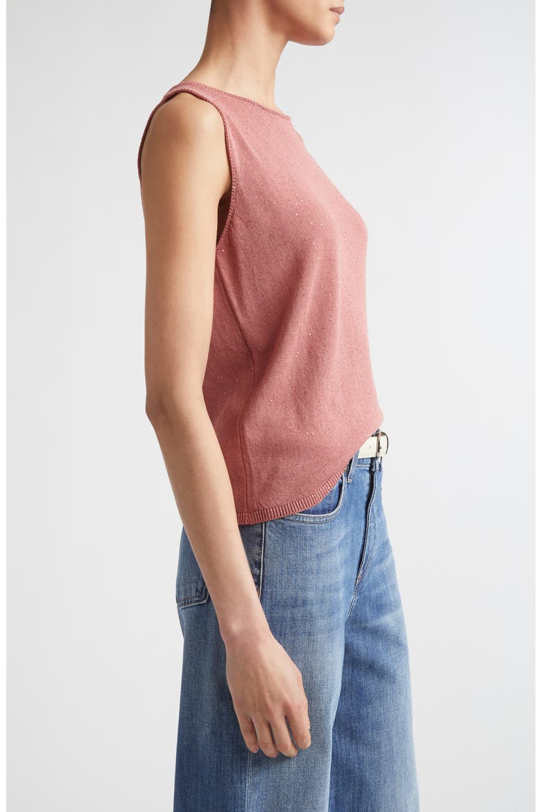 Sequin Embellished Silk & Cotton Sweater Vest, Alternate, color, 174 RASPBERRY